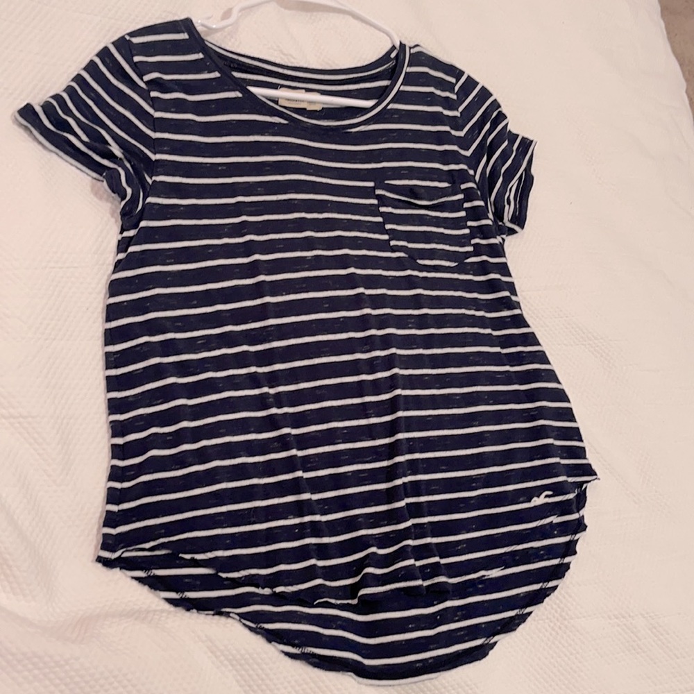 Hollister Striped Navy and White Tee